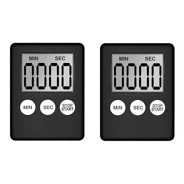 Digital Kökstimer, Timer, Äggtimer, Lämplig för Arbete, Sporttimer, Spel, Matlagningstimer, 2-pack Svart