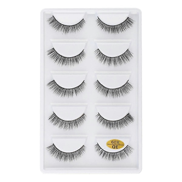 3DX-09 5 Par Naturlige Bløde 3D Kunstige Øjenvipper Håndlavede Falske Øjenvipper Faux Cils Makeup