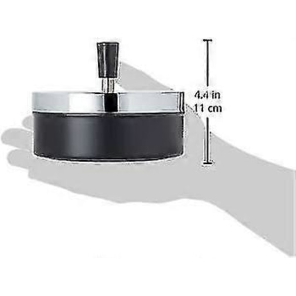 Stort askebæger ca. 9,5 cm i diameter, metal / krom / sort