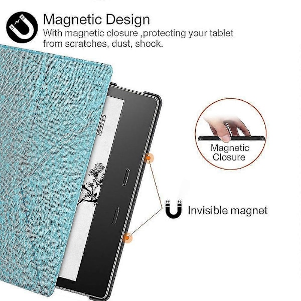 Shry Origami Fodral för Kindle Oasis 2019, PU Läder Ställskydd för Kindle Oasis 3 Magnetisk Vikbart Skyddsskal Black