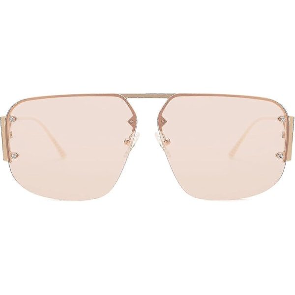 Trendy Aviator Solbriller Herre Dame Retro Metal Kantløs Ramme Shades Lentes De Sol Para Mujer SJ1192-(Brown)