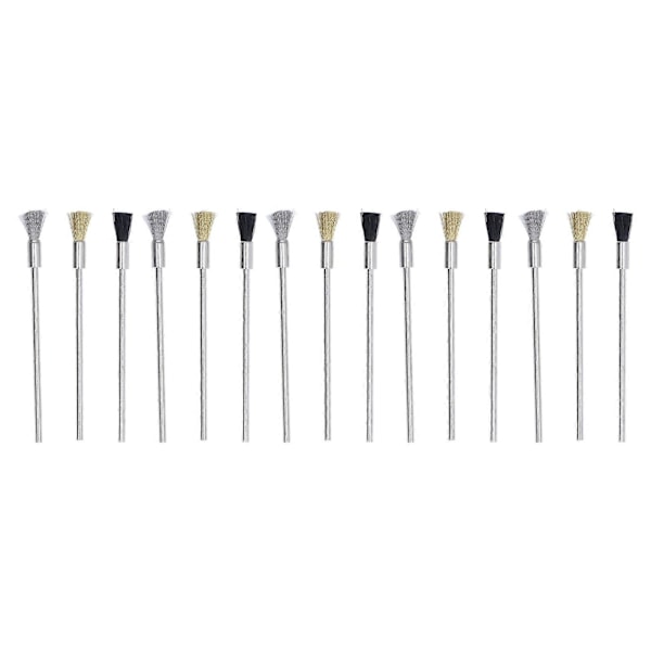 15 st/set Stål Nylon Mässing Pennborste Polering Trådborstar för Borttagning av Grader Damm 100mm