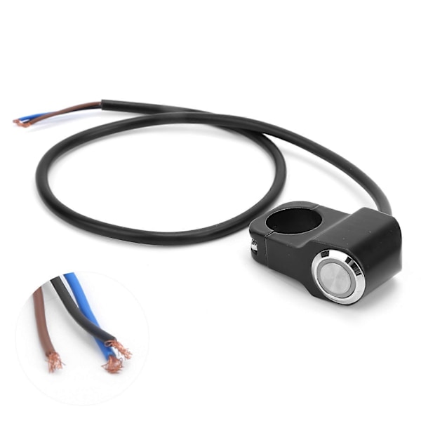 Styrkontakt Trykknap M/Lys Reset Lås Universal til Motorcykel med 22mm Styr Rødt Lys