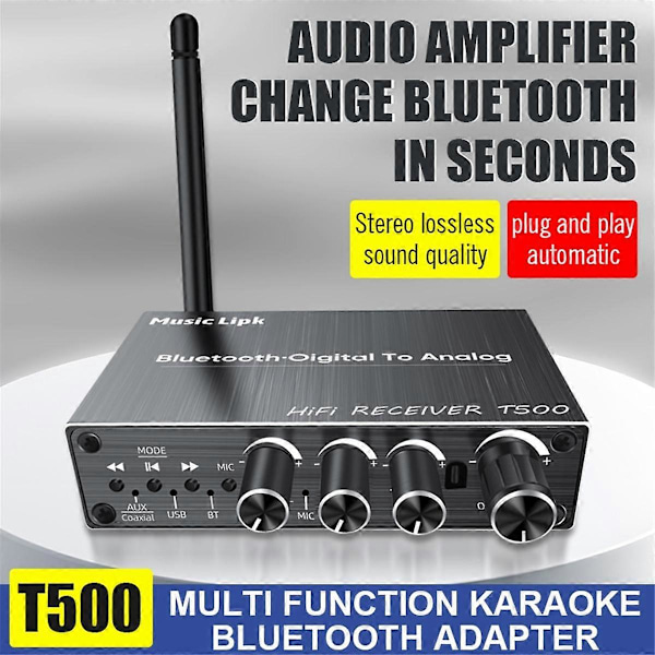 DAC Bluetooth 5.3 Audio Receiver Digital til Analog Konverter 3.5mm AUX//Coaxial/USB U-Disk Karaoke Trådløs Adapter
