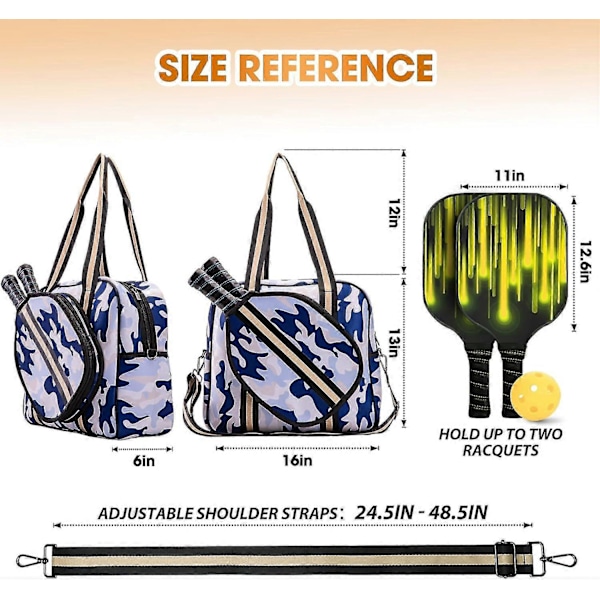 Crossbody Sling Pickleball Bag Tote, Pickleballvesker for kvinner og menn, Pickleballvesker for damer Coastal Sky