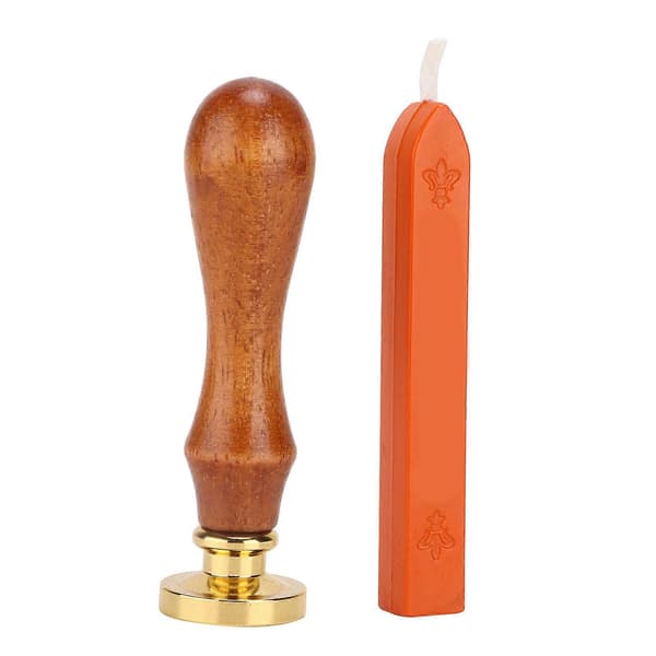 Vokssegl Stempel Sæt Klart Mønster Simplicitet DIY Klassisk Forseglingssæt til Kuverter Invitationer Bryllupspynt Orange Stort Træ