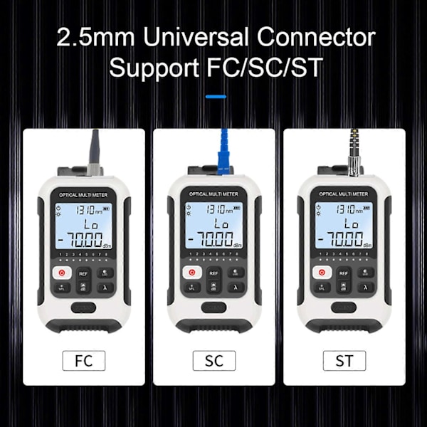 Optisk Fiber Effektmåler Bærbar 4 i 1 Digital Oppladbar ?70?+10dBm Fibertester for Kommunikasjonsteknikk