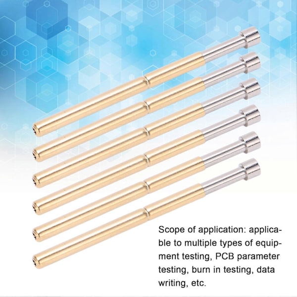100st Fjäderbelastade Test Pogo Pins Konkavt Huvud Typ Mässingsmaterial 2.02mm/0.1in Rördiameter 33.35mm/1.3in PCB Teststift
