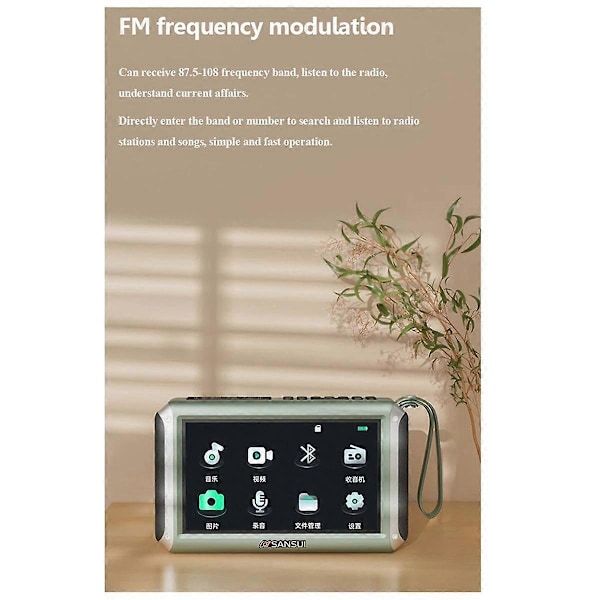 FM55 Radio 7-tuumainen FM-radiovastaanotin MP4-videosoitin Stereo Subwoofer Bluetooth-kaiutin Tallennin TF USB-soitin Harmaa