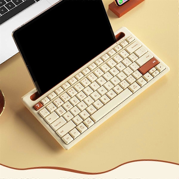 Trådløst Bluetooth-tastatur 87 taster Tre-modus Stille Mini Mute-tastatur for Notebook Pad Laptop Desktop Tablet Computer
