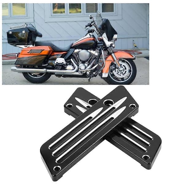 1 Par CNC Aluminium Motorcykel Sidetaske Lås Dæksler til Touring 1993-2013 Sort