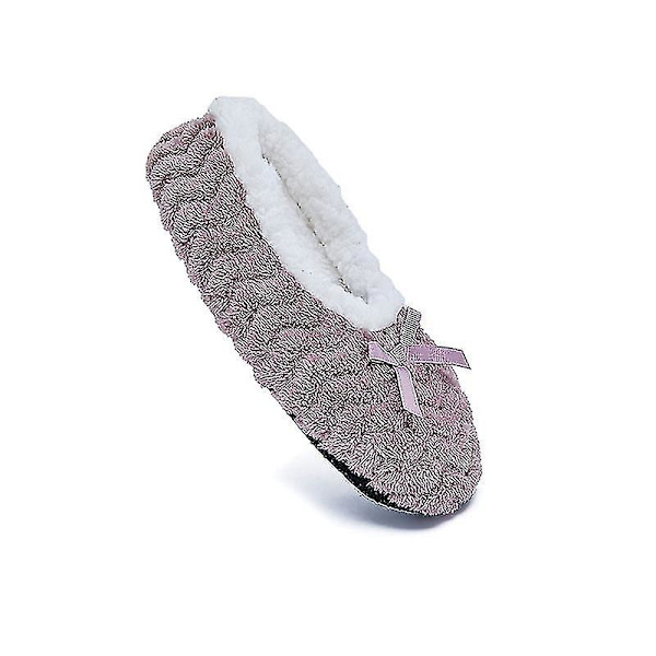 Dam Varma Fleece Tofflor Inomhus Vinter Mjuka Bekväma Halkfria Plysch Slip-on Skor Purple 36-38