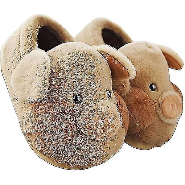 Fluffiga Vuxen Gris Tofflor Vinter Varma Tecknade Gris Skor Hem Fuzzy Pälsiga Djurtofflor Kvinnor Män Flicka Jm5 Jm5 44-45