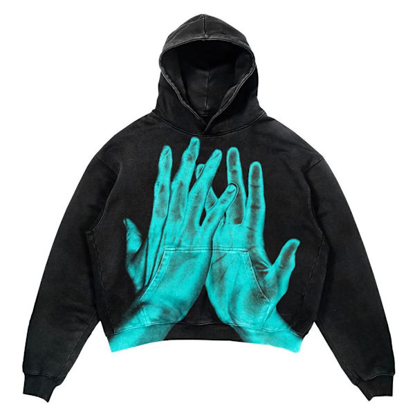 Punk design tryckt hoodie harajuku streetwear y2 mode oversized hoodie hip hop gotisk långärmad style 3 M