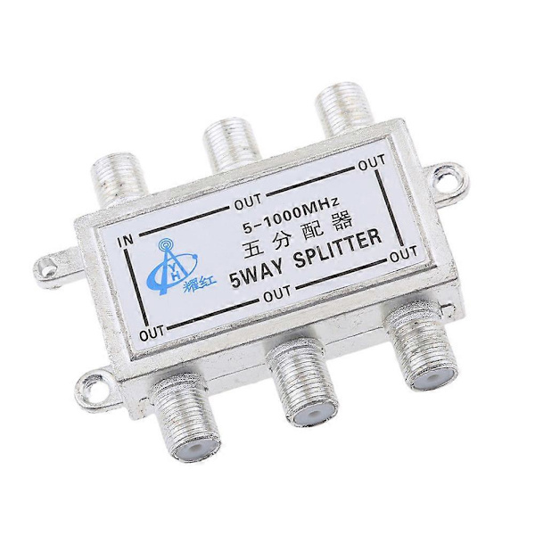 Metall 5-veis koaksialkabelsplitter for satellitt-TV-antennesignaler 5-2050MHz QinHai