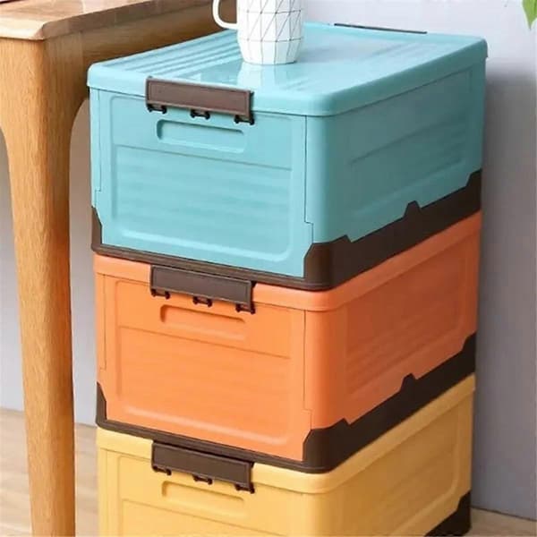 Foldbar Opbevaringsboks Multifunktionel Foldbar Organizer Beholder Plast Diverse Ting Gul