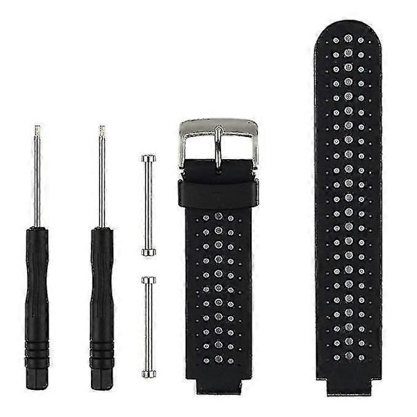 Garmin Forerunner 230 / 235 / 620 / 630 / 735xt To-farvet Silikon Sportsrem Sort 1 Stk