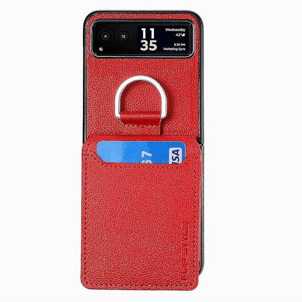 Litchi Tekstur Lær Telefondeksel For Motorola Razr 40 Red