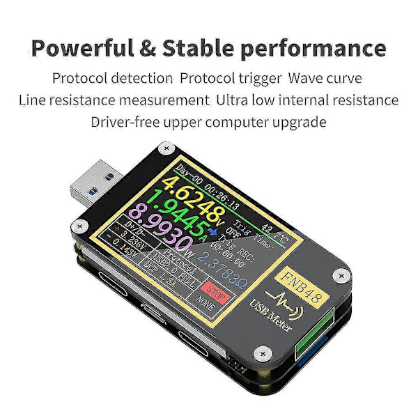 Pocket USB-testare Spänning & Strömtestare USB C Multimeter Snabbladdning