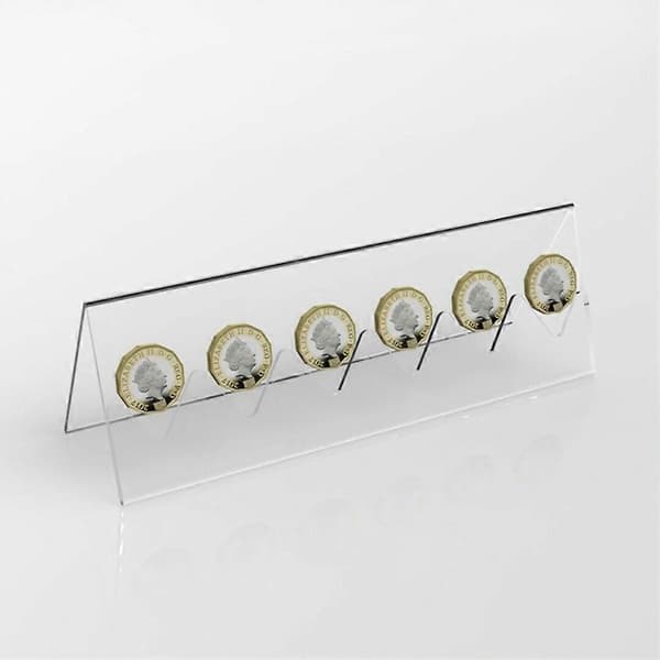 6-spors klar akryl minnemynt display rack holder stativ for samler