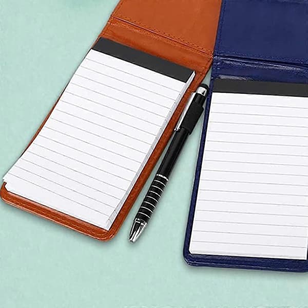 2 stk. Mini Lomme Notesblok Holder Sæt med Metal Pen Ingen Lomme Notesbog Refills ()