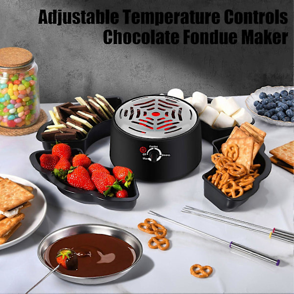 2-i-1 Elektrisk S'more Maker Fonduegryta Flamfri Värmare med 3 Temperaturkontroller S'more Kit med Marshmallow Rostningspinnar Bordsmodell Inomhus Kit för Grillning