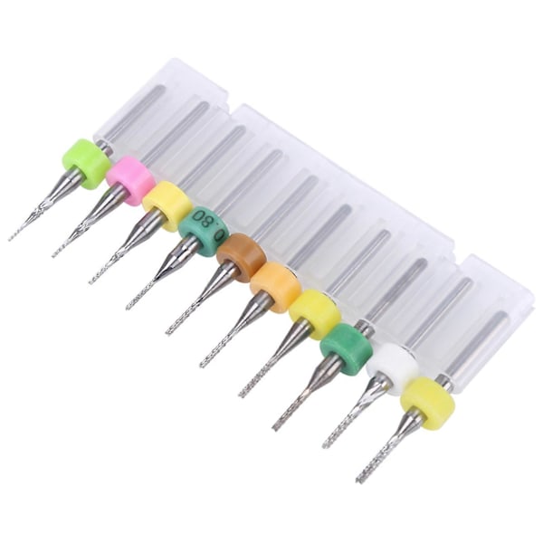 10 stk 0,5/0,6/0,7/0,8/0,9/1,0/1,1/1,2/1,3/1,4 mm PCB Endefrese Graveringsbits Kutter 1/8\" Skaft