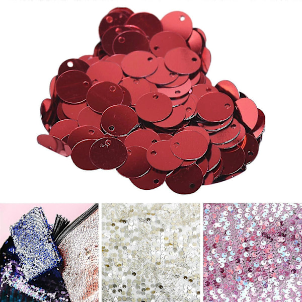300 st PVC Hantverk Lösa Paljetter Platt Runda Paljetter för DIY Dekoration Klädbroderi Red