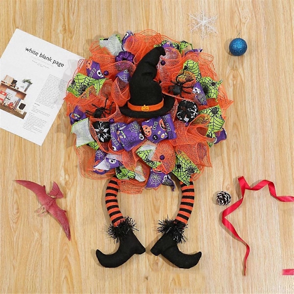Halloween-ovikranssi, Halloween-noitakranssi, keinotekoinen noitakranssi, noidanhattu- ja jalkakranssi Halloween-kranssi