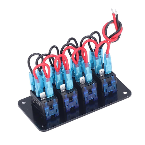 Musta 4-osainen keinukytkinpaneeli IP65 Vedenpitävä vipukytkin LED-taustavalolla Moottoriveneen muokkaus DC12?24V