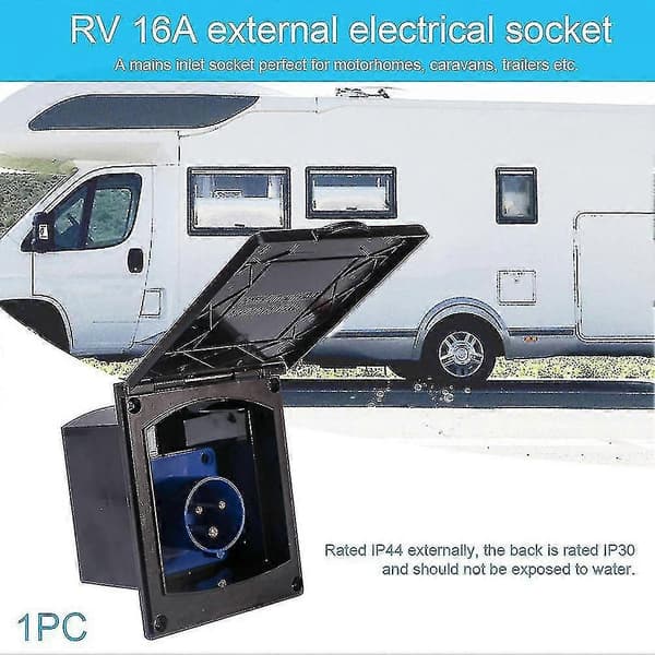 16a Stik Net Tilslutning Indbygget Campingvogn Autocamper Camper Indløbsstik Tilbehør Black