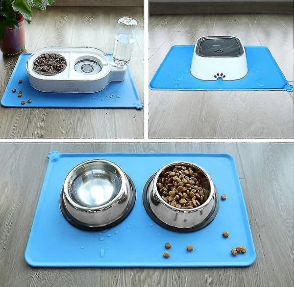 Silikone Fodermåtte til Kæledyr, Skridsikker Vandtæt Skålmåtte til Hund og Kat 47 X 30 Cm