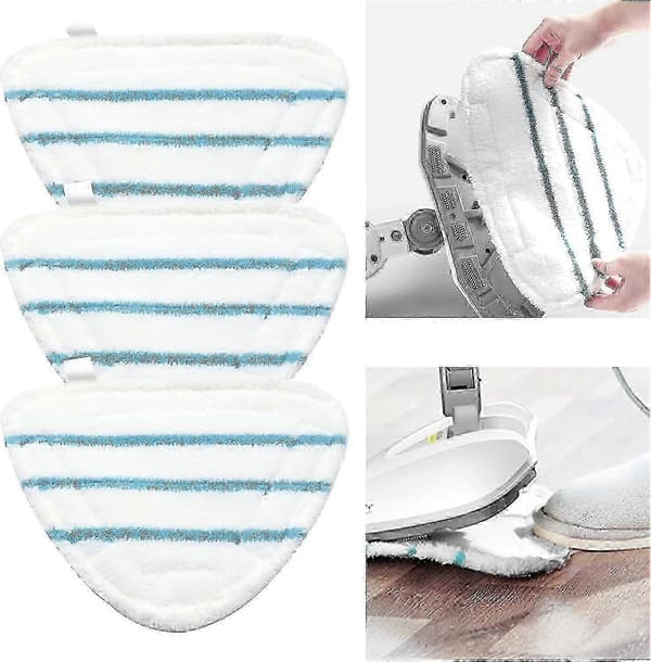 Mikrofiber dampmoppebetræk tilbehør Universal vaskbare trekantklude til varm spray damprenser, hvide mikrofiber dampmoppepuder maskinvaskbare