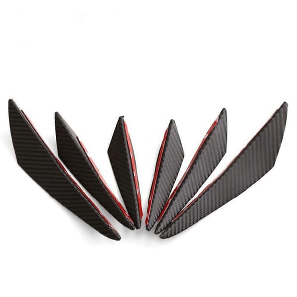 6 stk. Frontkofanger Diffuser Finner Kulfiber Stil Side Canards Læbe Dekoration Body Spoiler Universal Pasform