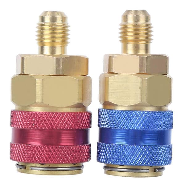Aircondition Quick Coupler Connector Messing Adaptere til R134A Høj Lav Rød Blå Side