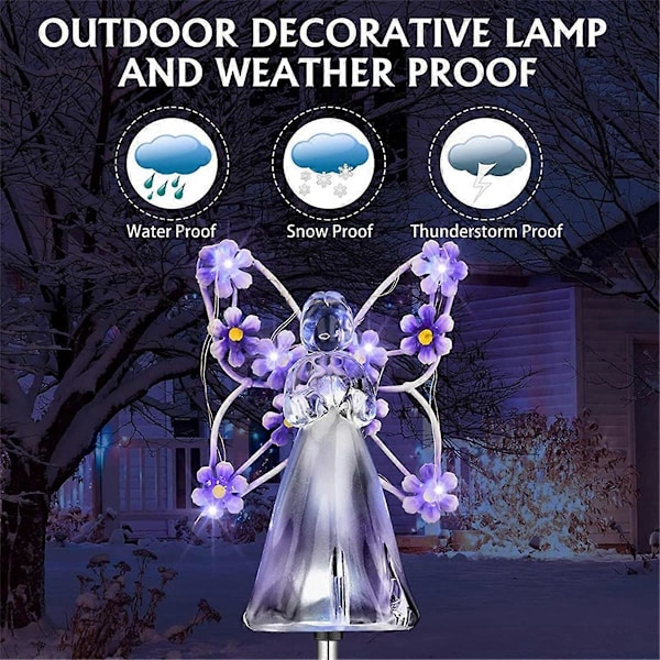 Vattentäta Solar Änglalampor Utomhus Änglafé Landskapslampor LED Solar Transparenta Markplugglampor Dekoration, A