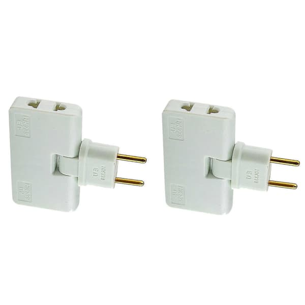 2x Drejelig EU-Stikadapter 3 i 1 Drejelig Udgangsforlænger 180 Grader Mini Udgangsadapter