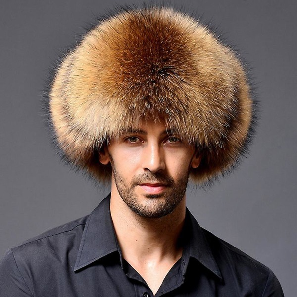 Män Trapper Hårig Rysshatt Flurry Ushanka Med Öronlapp Vinter Varm Konstpäls Fleece Snö Skidmössa Camel