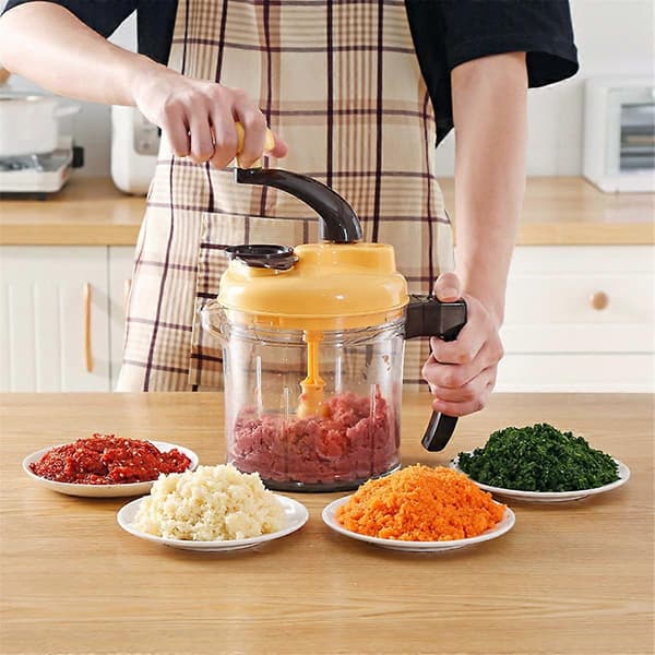 Blender Food Processor Kjøkken Manuell Kraftig Blender Kjøttkvern Hakker Grønnsakskutter