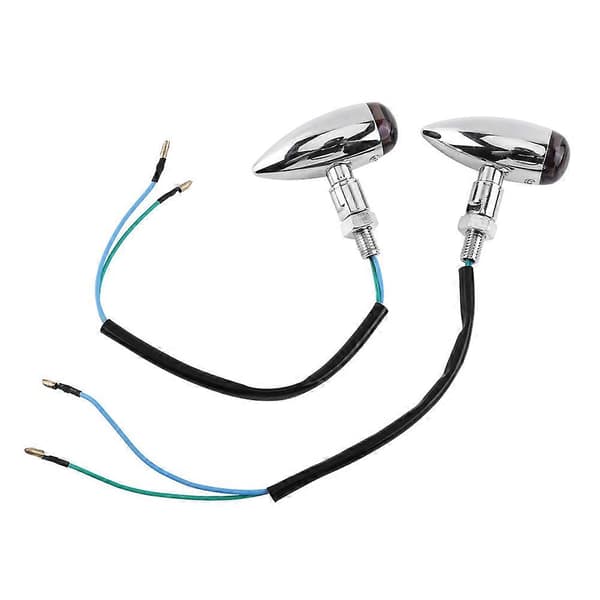 2 stk. Motorcykel Bullet Amber LED Blinklys Indikator Lys Lampe Sølv