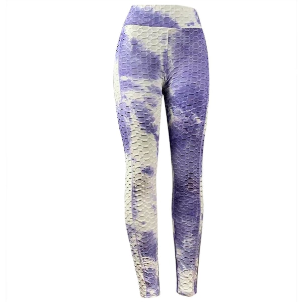 Tflycq Mode Kvinnor Långa Flerfärgade Tajta Hög Midja Elastiska Sport Yoga Byxor Purple XXL