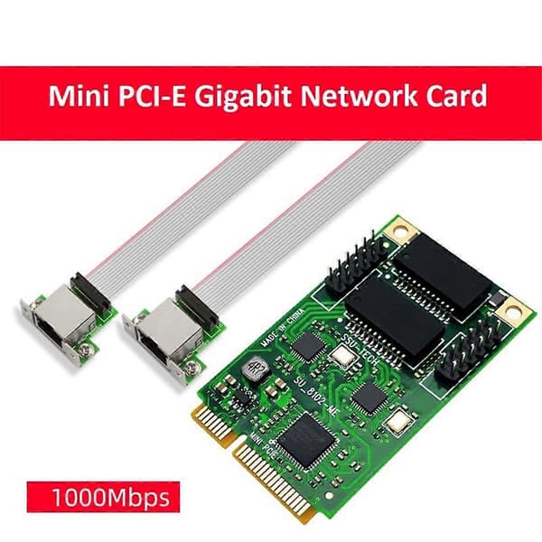 Mini PCI-E til 2-ports Netværkskort 1000Mbps Gigabit Ethernet 10/100/1000M RJ45 LAN Netværksadapter til Computer PC