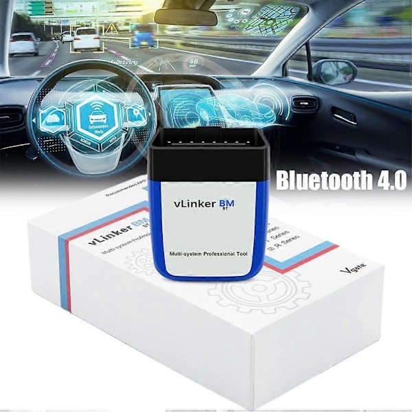 Vgate Vlinker BM + OBD2 V2.2 Bluetooth Dual Mode 4.0 Diagnostisk Bilfeldetektor Kompatibel för Android/för IOS