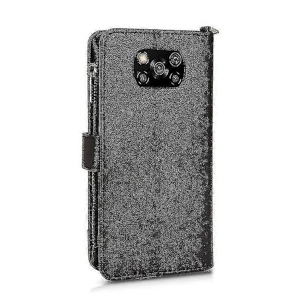 För Xiaomi Poco X3 Nfc / Poco X3 Pro Litchi Textur Dragkedja Läder Telefonfodral Black
