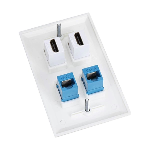 4 Port Veggplate, 2 Port Cat6 Ethernet Hunn til Hunn + 2 Port -Kompatibel Hunn til Hunn Veggplate