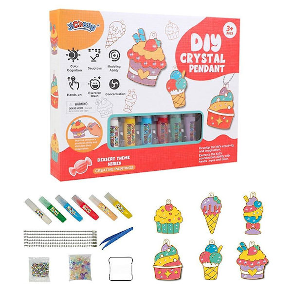2023 DIY Kristallmålningsset för pyssel, DIY Kristall Diamantmålning Pysselset för Barn, Present Dessert