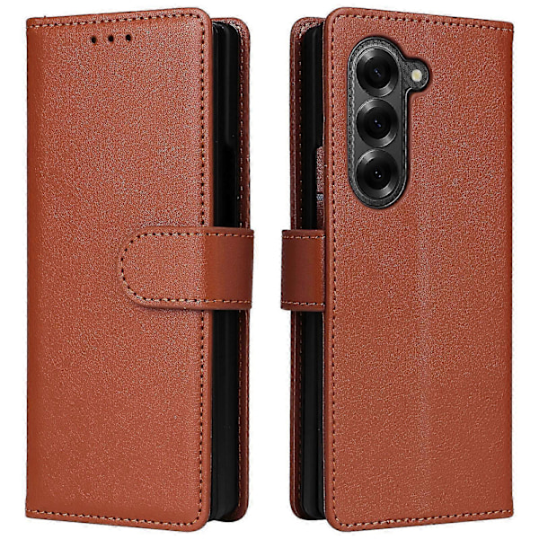 Samsung Galaxy Z Fold6 5G Nahkakotelo Lompakko Korttipaikat Puhelinkuori s20241212192 Brown
