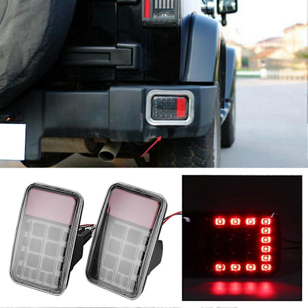 2 stk 12V Bakre Tåkelys 6500K Høy Lysstyrke IP67 Vanntett Passer for Jeep Wrangler JK 2007-2017