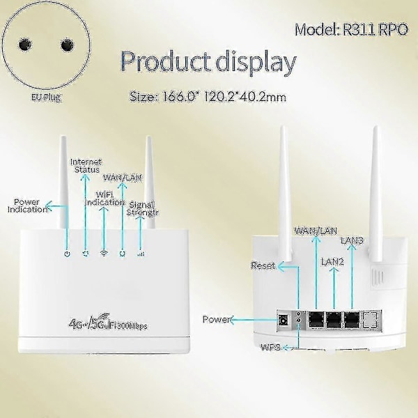 2024 R311pro Trådløs Router - 4g/5g Wifi, 300mbps, Simkort, Eu Stik