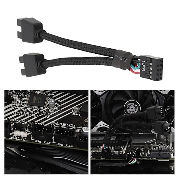 Hovedkort USB 2.0 9-pinners header 1 til 2 utvidelseshub splitteradapter konverter Js